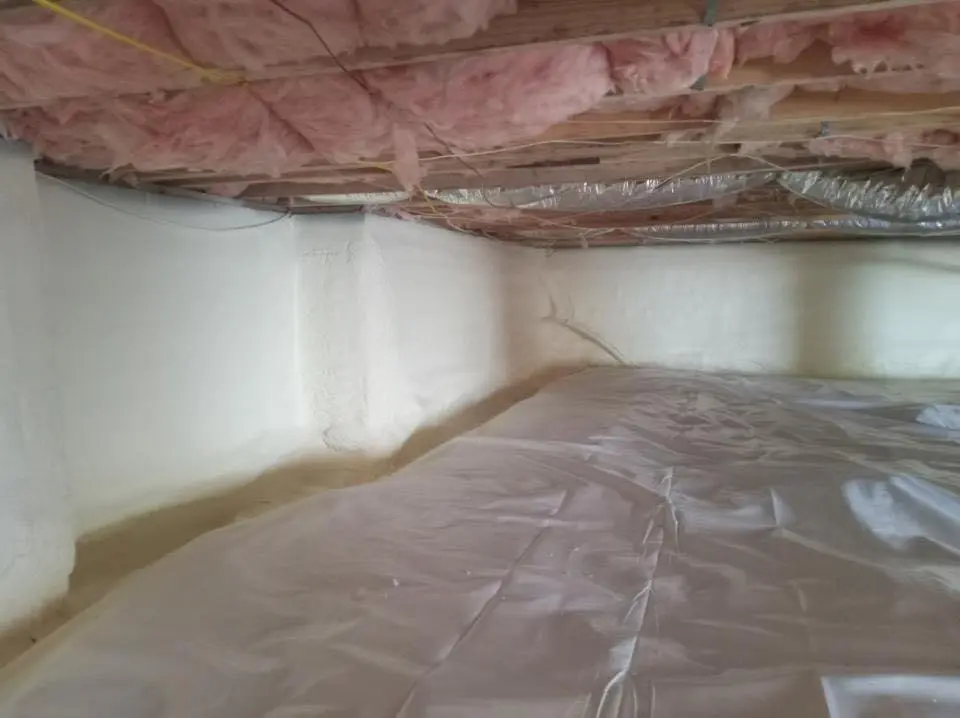 Crawl space encapsulation with closed-cell spray foam for Roof Waterproofing in Port Washington